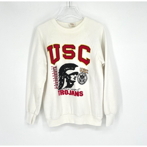 Vtg USC Sweatshirt Womens L Trojans 90s Crewneck Fruit of the Loom - Picture 1 of 8